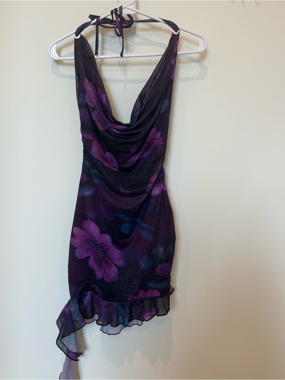 Windsor Purple Floral Halter Mini Dress - Picture 2 of 4